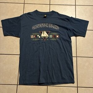 Vintage Galveston Island USA Men's XL Blue Graphic Short Sleeve T-Shirt